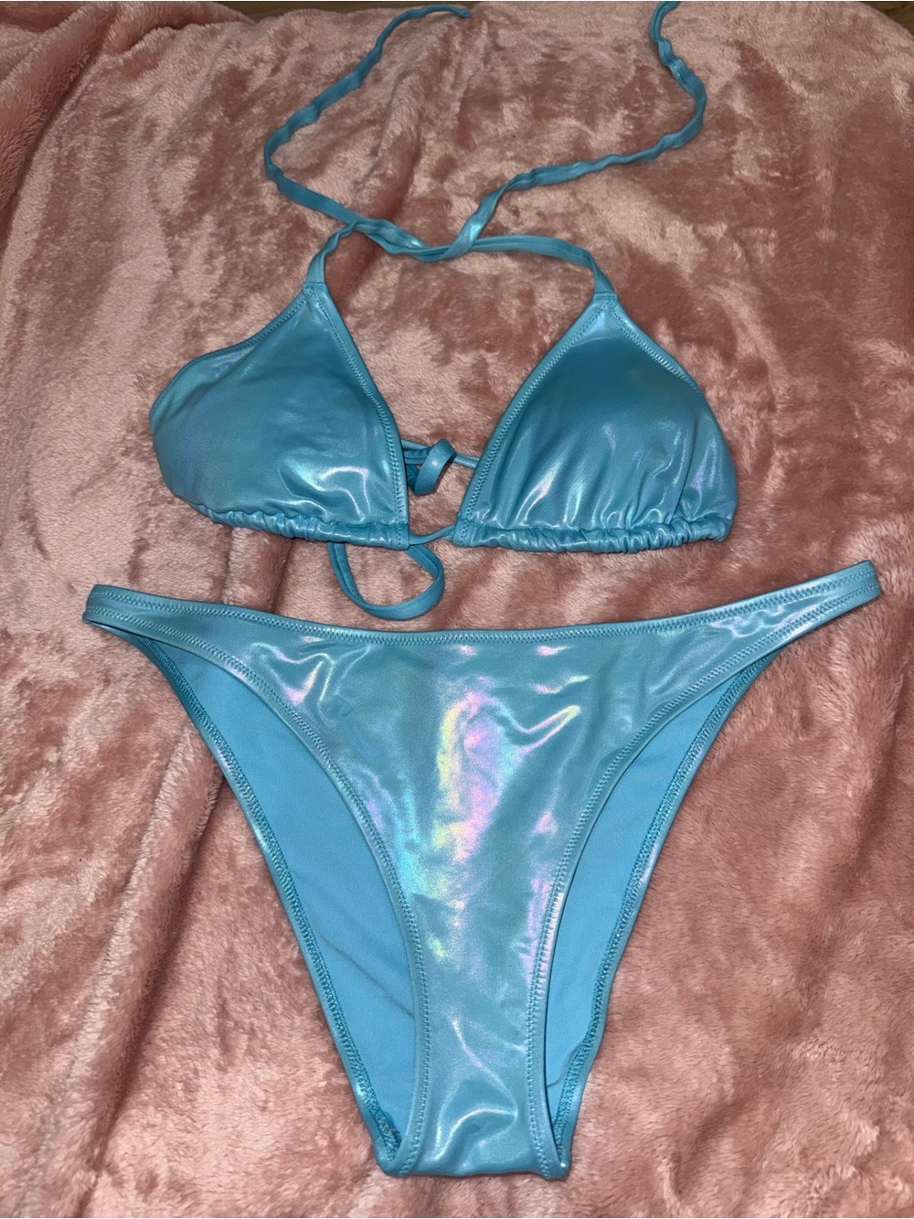 Aerie Holographic Light Blue Bikini Set